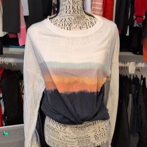 Hollister White and Multicolor Long Sleeve Tee